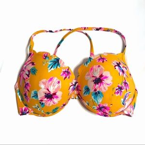 Shade & Shore Yellow Floral Scallop Bikini Bra